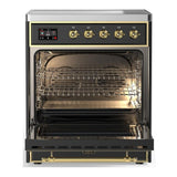 ILVE UMIB30NR3MGG Majestic III 30 inch Induction Range with 4 Elements, 4 cu. ft. Oven Capacity (Triple Glass Door, Graphite Matte, Brass)