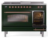 Nostalgie II 48 Inch Dual Fuel Natural Gas Freestanding Range in Emerald Green with Copper Trim