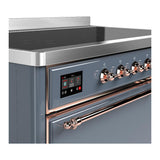 ILVE UMIB48QNR3BGP Majestic III 48 inch Induction Range with 6 Elements, 5.02 cu. ft. Total Oven Capacity (Solid Door, Blue Grey, Copper)