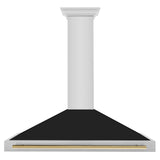 ZLINE 48 in. Autograph Edition Convertible Stainless Steel Range Hood with Black Matte Shell and Polished Gold Handle (KB4STZ-BLM48-G)