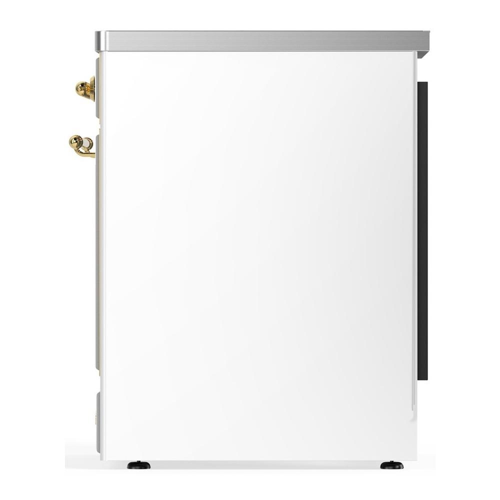 ILVE UMIB30NR3WHG Majestic III 30 inch Induction Range with 4 Elements, 4 cu. ft. Oven Capacity (Triple Glass Door, White, Brass)