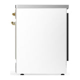 ILVE UMIB30NR3WHG Majestic III 30 inch Induction Range with 4 Elements, 4 cu. ft. Oven Capacity (Triple Glass Door, White, Brass)