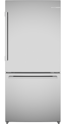 100 Series, free-standing fridge-freezer with freezer at bottom, Brushed steel (with anti-fingerprint), Total No Frost