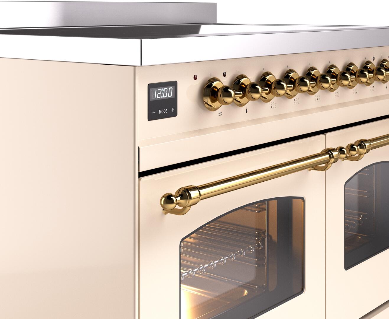 Nostalgie II 40 Inch Electric Freestanding Range in Antique White with Brass Trim