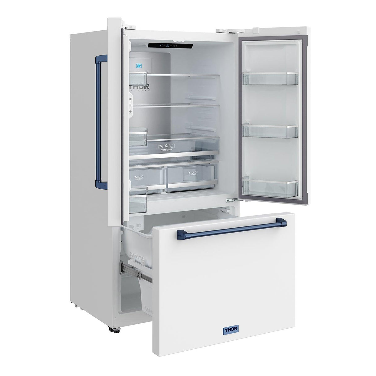 36 Inch French Door Counter Depth Refrigerator With Ice Maker - White/blue  Gordon Ramsay Series