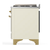 ILVE UM48FNR3AWGLP Majestic III 48 inch Dual Fuel Range with 8 Burners and Griddle, Dual Function Burner up to 25,000 BTU (Liquid Propane, Triple Glass Door, Antique White, Brass)
