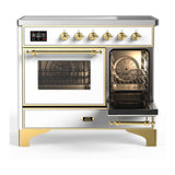 ILVE UMDIB40NR3WHG Majestic III 40 inch Induction Range with 6 Elements, 3.82 cu. ft. Total Oven Capacity (Triple Glass Door, White, Brass)