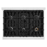 ZLINE 36 in. 5.2 cu. ft. Select Gas Range with 6 Burner Cooktop and Convection Gas Oven in DuraSnow' Stainless Steel (HGRS-36)