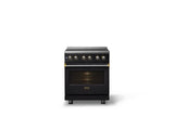 30"W. Induction Range (Finish: Onyx, Trim: Brushed Brass)