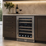 24" Wine Cooler, Dual Zone Stainless Steel Glass, Field Reversible Hinge