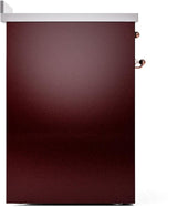 Nostalgie II 30 Inch Electric Freestanding Range in Burgundy with Copper Trim