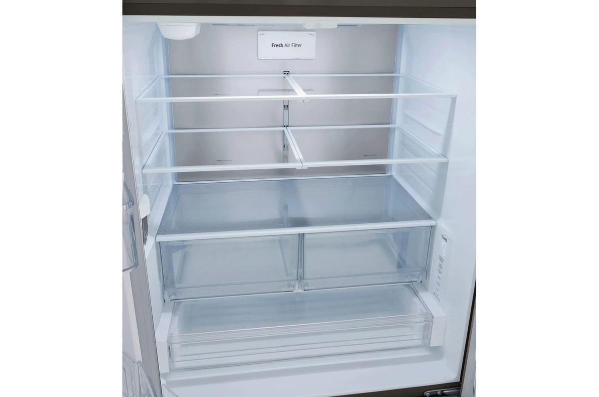 36" Wide, 27 cu ft. 3 Door French Door, C/Depth Refrigerator with Internal Water Dispenser, PrintProof Black Stainless Steel