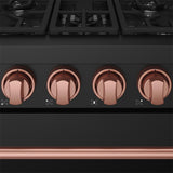 30 Inch Professional Gas With Precision Knob Control In Black/rose Gold