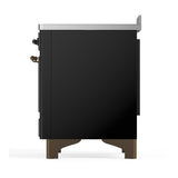 ILVE UMIB48QNR3BKB Majestic III 48 inch Induction Range with 6 Elements, 5.02 cu. ft. Total Oven Capacity (Solid Door, Glossy Black, Burnished)
