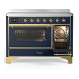 ILVE UMIB48NR3MBG Majestic III 48 inch Induction Range with 6 Elements, 5.02 cu. ft. Total Oven Capacity (Triple Glass Door, Midnight Blue, Brass)