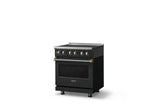 30"W. Induction Range (Finish: Antique Bronze, Trim: Brushed Brass)