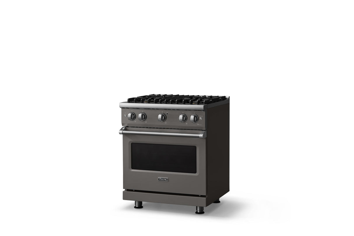 30"W. Sealed Burner Gas Range (Finish: Damascus Gray, Trim: Polished Chrome, Fuel: Natural Gas)