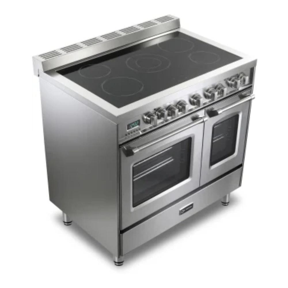 Verona VPFSEE365DSS 36 inch Prestige Series Freestanding Double Oven Electric Range with 5 Elements, 3.5 cu. ft. Total Oven Capacity, European Convection (Stainless Steel)