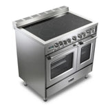 Verona VPFSEE365DSS 36 inch Prestige Series Freestanding Double Oven Electric Range with 5 Elements, 3.5 cu. ft. Total Oven Capacity, European Convection (Stainless Steel)