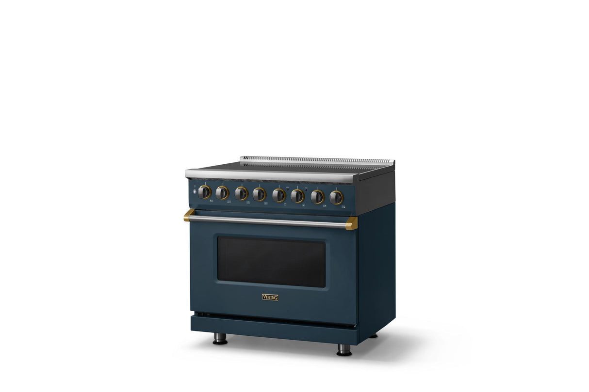 36"W. Induction Range (Finish: Squall, Trim: Brushed Brass)