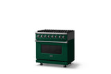 36"W. Dual Fuel Range (Burner: 6b, Finish: Ivy, Trim: Polished Chrome, Fuel: Natural Gas)