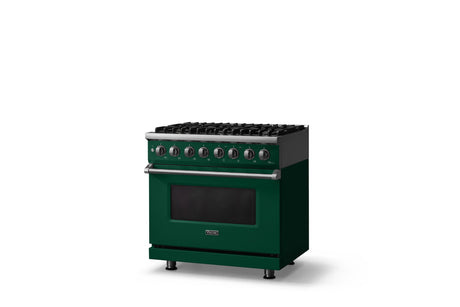 36"W. Dual Fuel Range (Burner: 6b, Finish: Ivy, Trim: Polished Chrome, Fuel: Natural Gas)