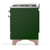 ILVE UMD40FNR3EGP Majestic III 40 inch Dual Fuel Range with 6 Burners and Griddle, Dual Function Burner up to 25,000 BTU (Natural Gas, Triple Glass Door, Emerald Green, Copper)