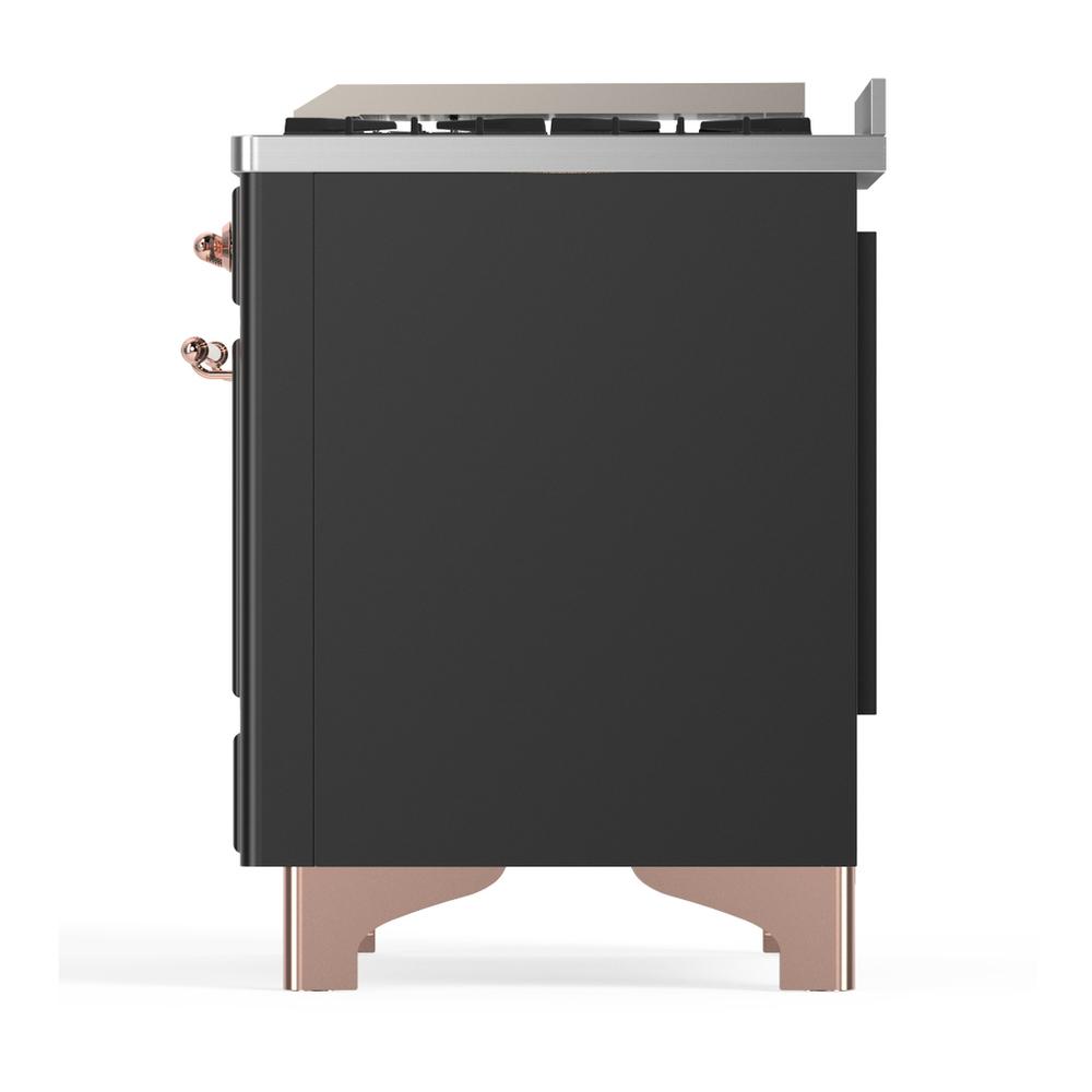 ILVE UMD40FQNR3MGPLP Majestic III 40 inch Dual Fuel Range with 6 Burners and Griddle, Dual Function Burner up to 25,000 BTU (Liquid Propane, Solid Door, Graphite Matte, Copper)