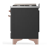 ILVE UMD40FQNR3MGPLP Majestic III 40 inch Dual Fuel Range with 6 Burners and Griddle, Dual Function Burner up to 25,000 BTU (Liquid Propane, Solid Door, Graphite Matte, Copper)