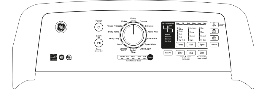 GE® ENERGY STAR® 4.5 cu. ft. Capacity Washer with Stainless Steel Basket