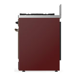 ILVE UM30QNR3BUB Majestic III 30 inch Dual Fuel Range with 5 Black Brass Burners, Dual Function Burner up to 25,000 BTU (Natural Gas, Solid Door, Burgundy, Burnished)