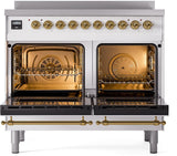 Nostalgie II 40 Inch Electric Freestanding Range in White with Brass Trim