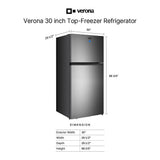 Verona VEFTF3018RWH 30 inch Top Freezer Refrigerator with 18.1 cu. ft. Total Capacity, LED Lighting, Reversible Doors, Gallon Door Storage, Recessed Handle, Energy Star (White)