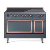 ILVE UNI486QNMPBGP Nostalgie II Noblesse 48 inch Induction Range (Solid Door, Blue Grey, Copper)