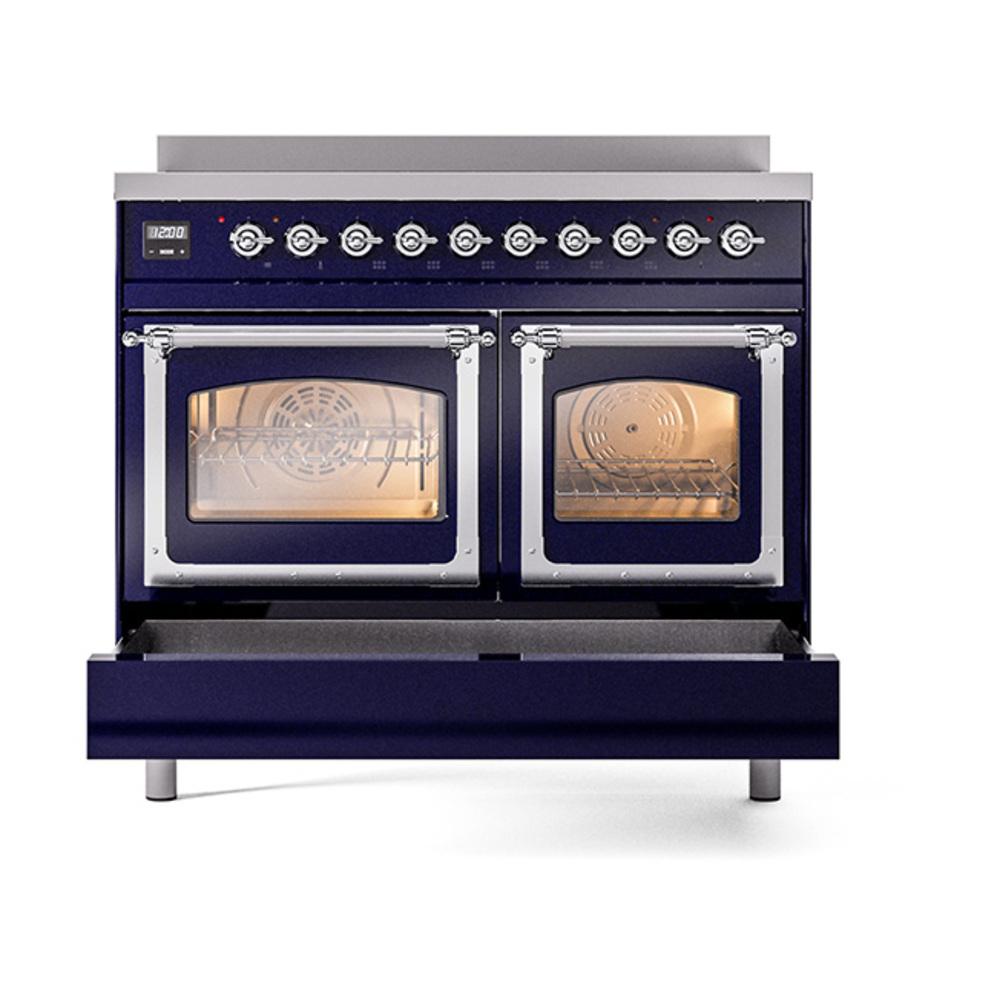 ILVE UNDI406NMPMBC Nostalgie II Noblesse 40 inch Induction Range (Triple Glass Door, Midnight Blue, Chrome)
