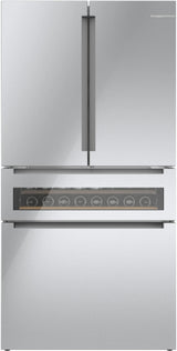 800 Series French Door Bottom Mount Refrigerator, Glass door 36" Stainless Steel