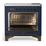 ILVE UMIB36NR3MBB Majestic III 36 inch Induction Range with 6 Elements, 3.5 cu. ft. Total Oven Capacity (Triple Glass Door, Midnight Blue, Burnished)