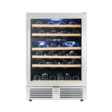 Avanti Dual-Zone Wine Cooler, 49 Bottle Capacity, in Stainless Steel with Wood Accent Shelving (WCR496DS)