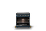 36"W. Induction Range (Finish: Squall, Trim: Brushed Brass)