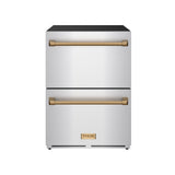 24 Inch Undercounter Built-in or Freestanding Drawer Refrigerator - Stainless Steel/bronze  Gordon Ramsay Series