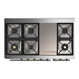 ILVE UM48FNR3MBBLP Majestic III 48 inch Dual Fuel Range with 8 Burners and Griddle, Dual Function Burner up to 25,000 BTU (Liquid Propane, Triple Glass Door, Midnight Blue, Burnished)