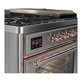 ILVE UM48FSNR3SSP Majestic III 48 inch Dual Fuel Range with 5 Black Brass Burners, Griddle and French Top, Dual Function Burner up to 25,000 BTU (Natural Gas, Triple Glass Door, Stainless Steel, Copper)