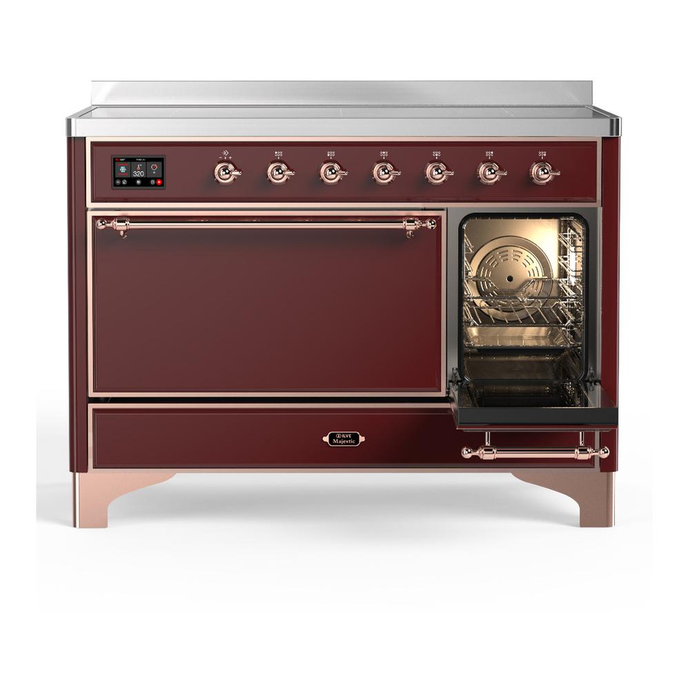 ILVE UMIB48QNR3BUP Majestic III 48 inch Induction Range with 6 Elements, 5.02 cu. ft. Total Oven Capacity (Solid Door, Burgundy, Copper)