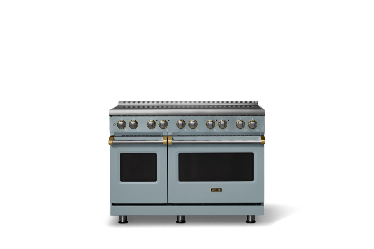 48"W. Induction Range (Finish: November Sky, Trim: Brushed Brass)