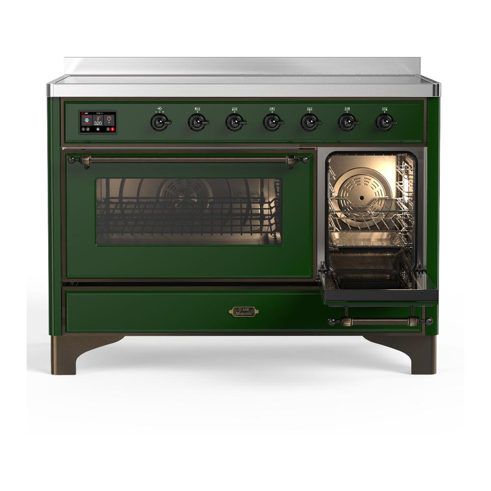 ILVE UMIB48NR3EGB Majestic III 48 inch Induction Range with 6 Elements, 5.02 cu. ft. Total Oven Capacity (Triple Glass Door, Emerald Green, Burnished)