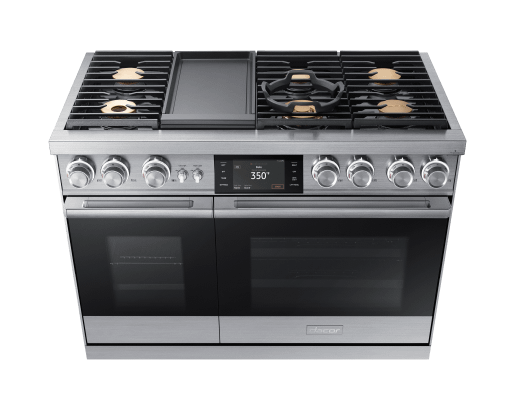 48" Pro Dual-Fuel Steam Range, Silver Stainless Steel, Natural Gas