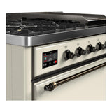 ILVE UM48FQNR3AWB Majestic III 48 inch Dual Fuel Range with 8 Burners and Griddle, Dual Function Burner up to 25,000 BTU (Natural Gas, Solid Door, Antique White, Burnished)
