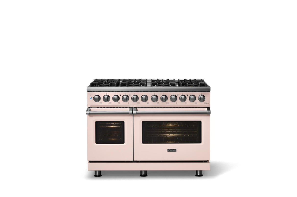 48"W. Dual Fuel Range (Burner: 8b, Finish: Blush, Trim: Polished Chrome, Fuel: Natural Gas)