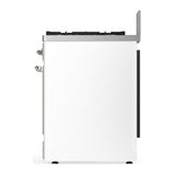 ILVE UM30QNR3WHC Majestic III 30 inch Dual Fuel Range with 5 Black Brass Burners, Dual Function Burner up to 25,000 BTU (Natural Gas, Solid Door, White, Chrome)