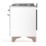 ILVE UM60FQNR3WHPLP Majestic III 60 inch Dual Fuel Range with 9 Burners and Griddle, Dual Function Burner up to 25,000 BTU (Liquid Propane, Solid Door, White, Copper)